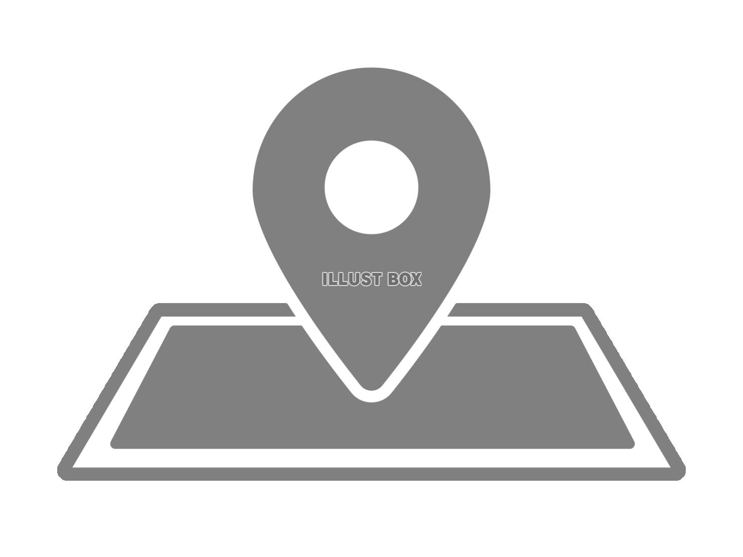 地図とマップピン（シルエットアイコン）