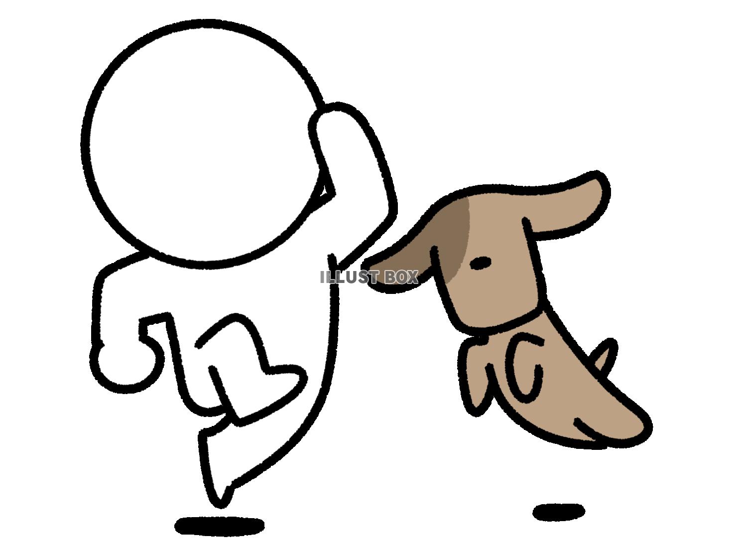 犬と遊ぶ棒人間