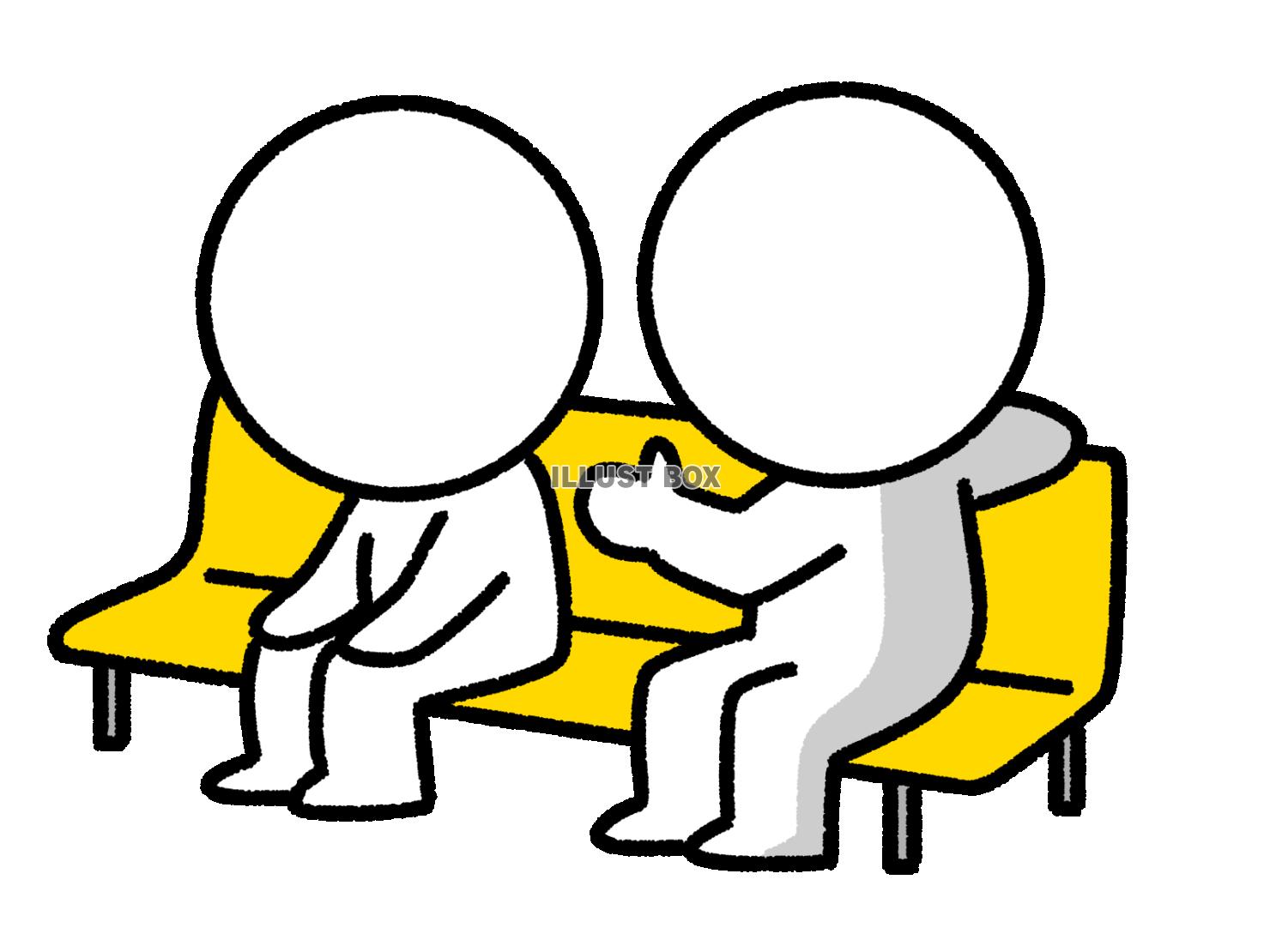 ベンチに座って話しかける棒人間
