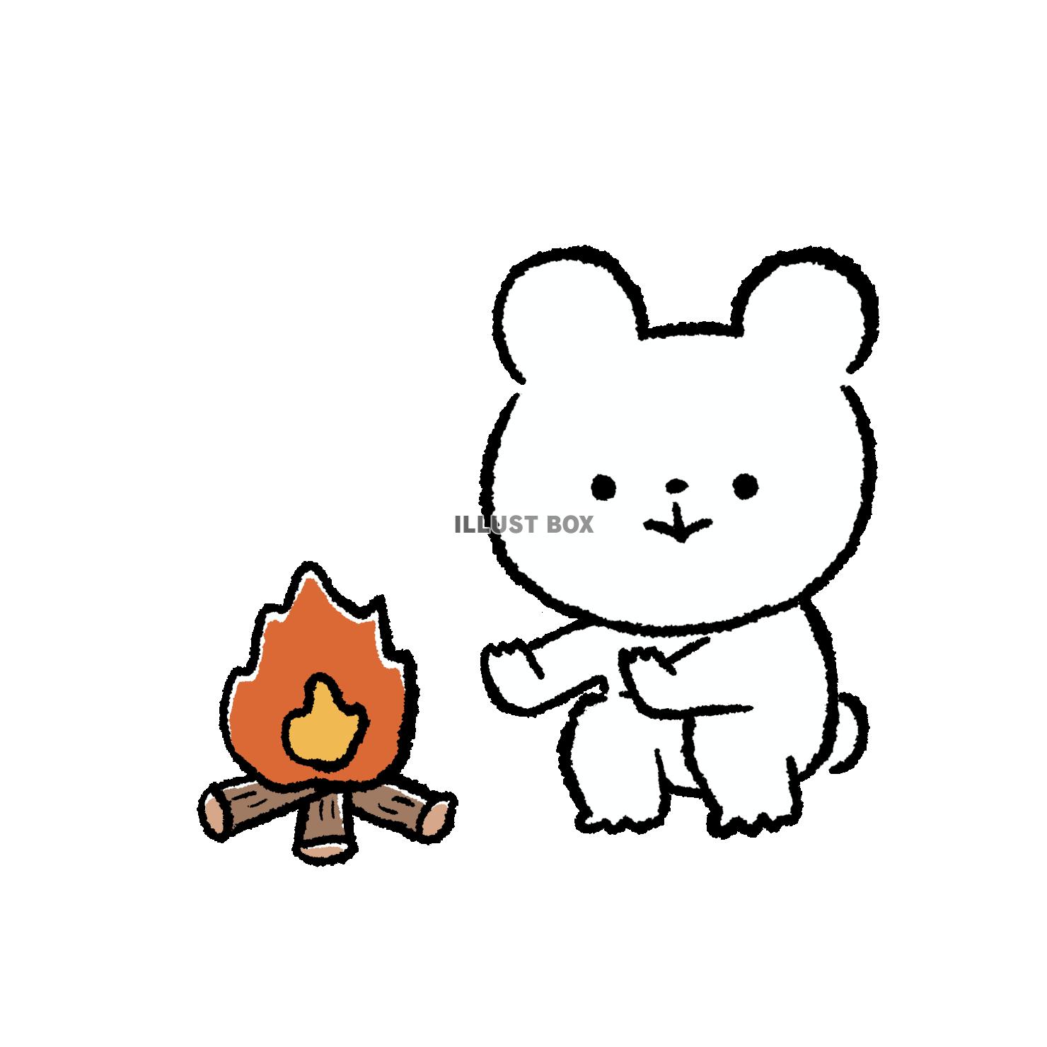たき火をするくま