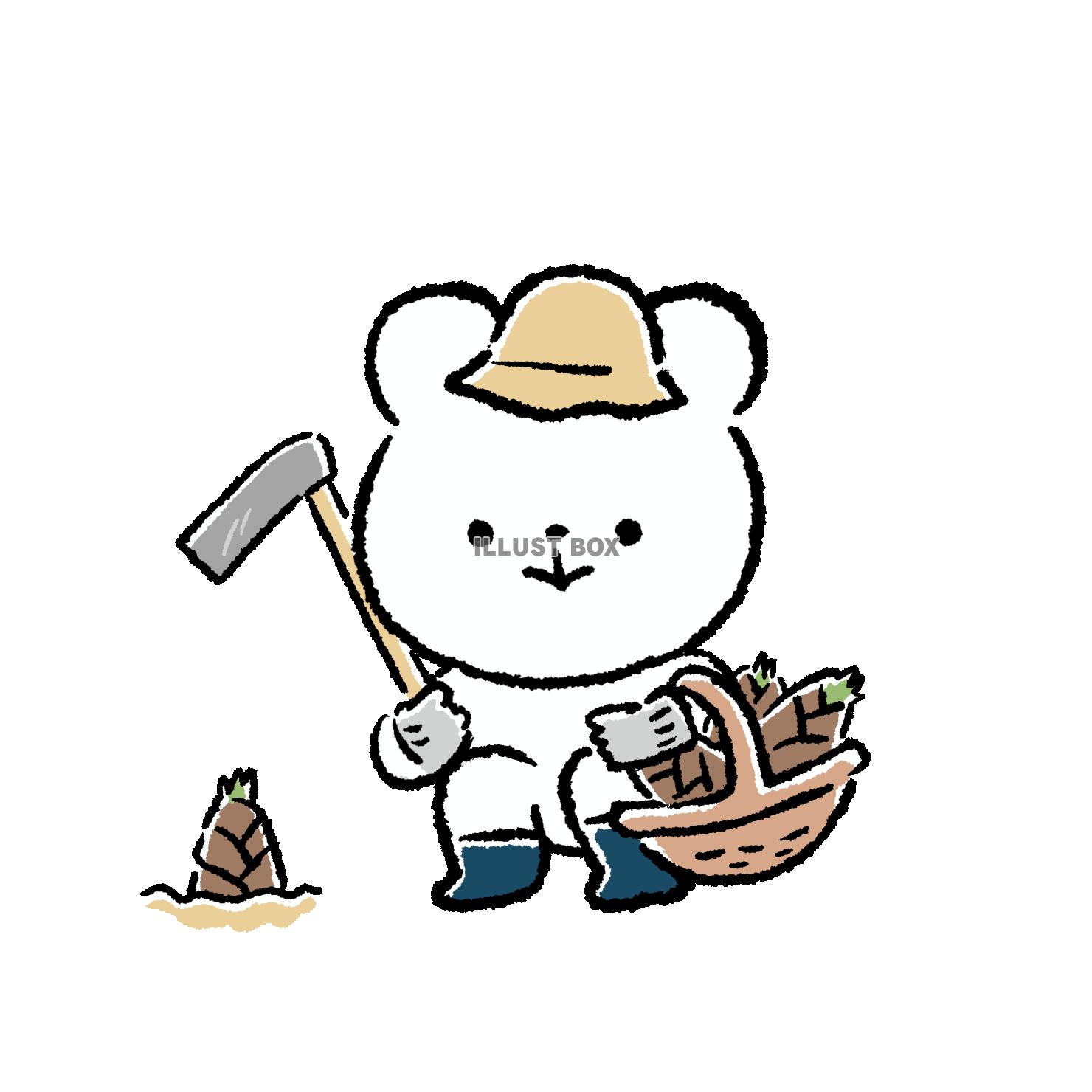 たけのこをとるくま