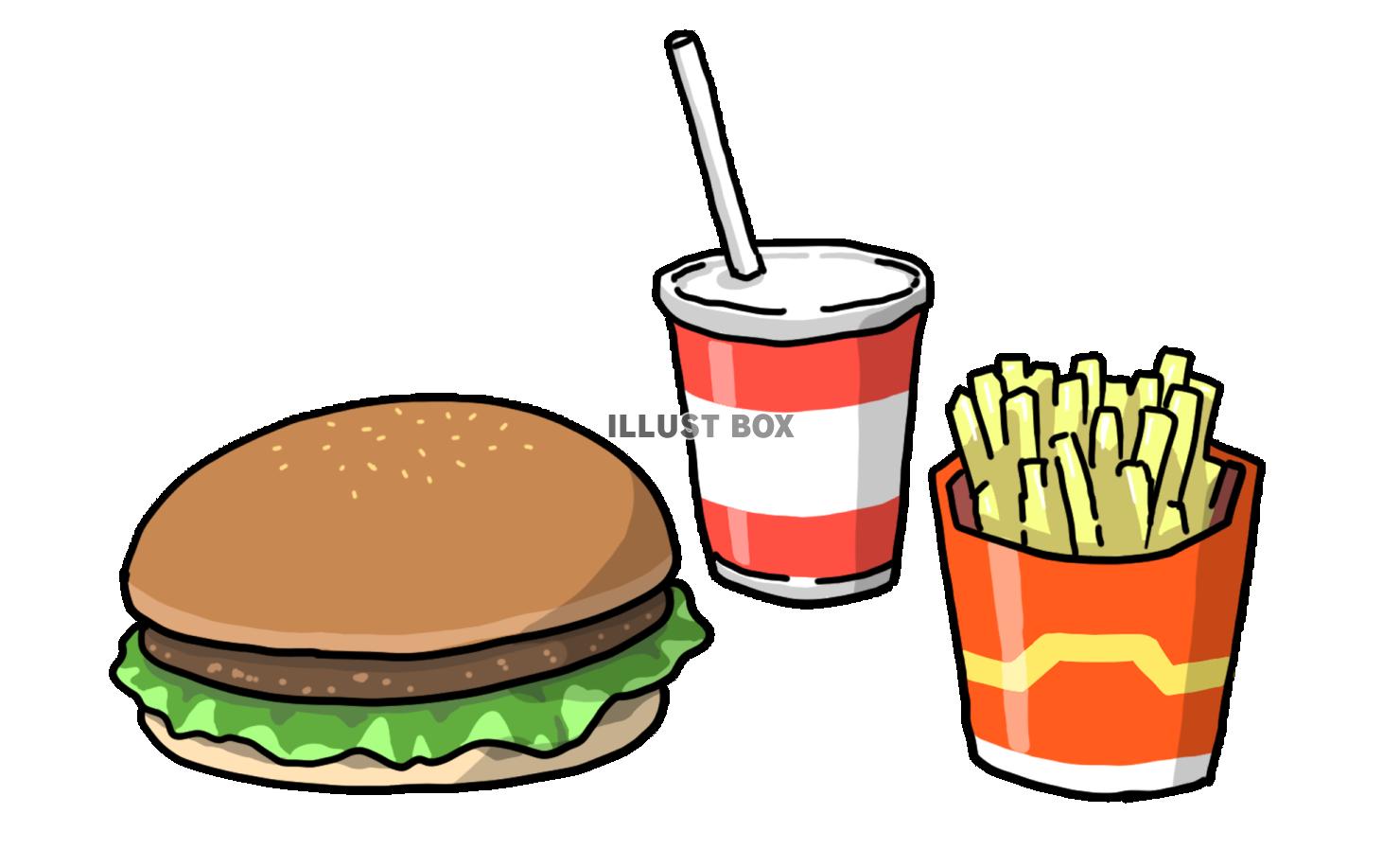 ハンバーガー　ポテト　ドリンクセット