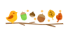 小鳥やどんぐりの秋ライン　透過png