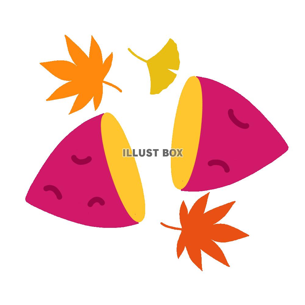 焼き芋と紅葉　透過png