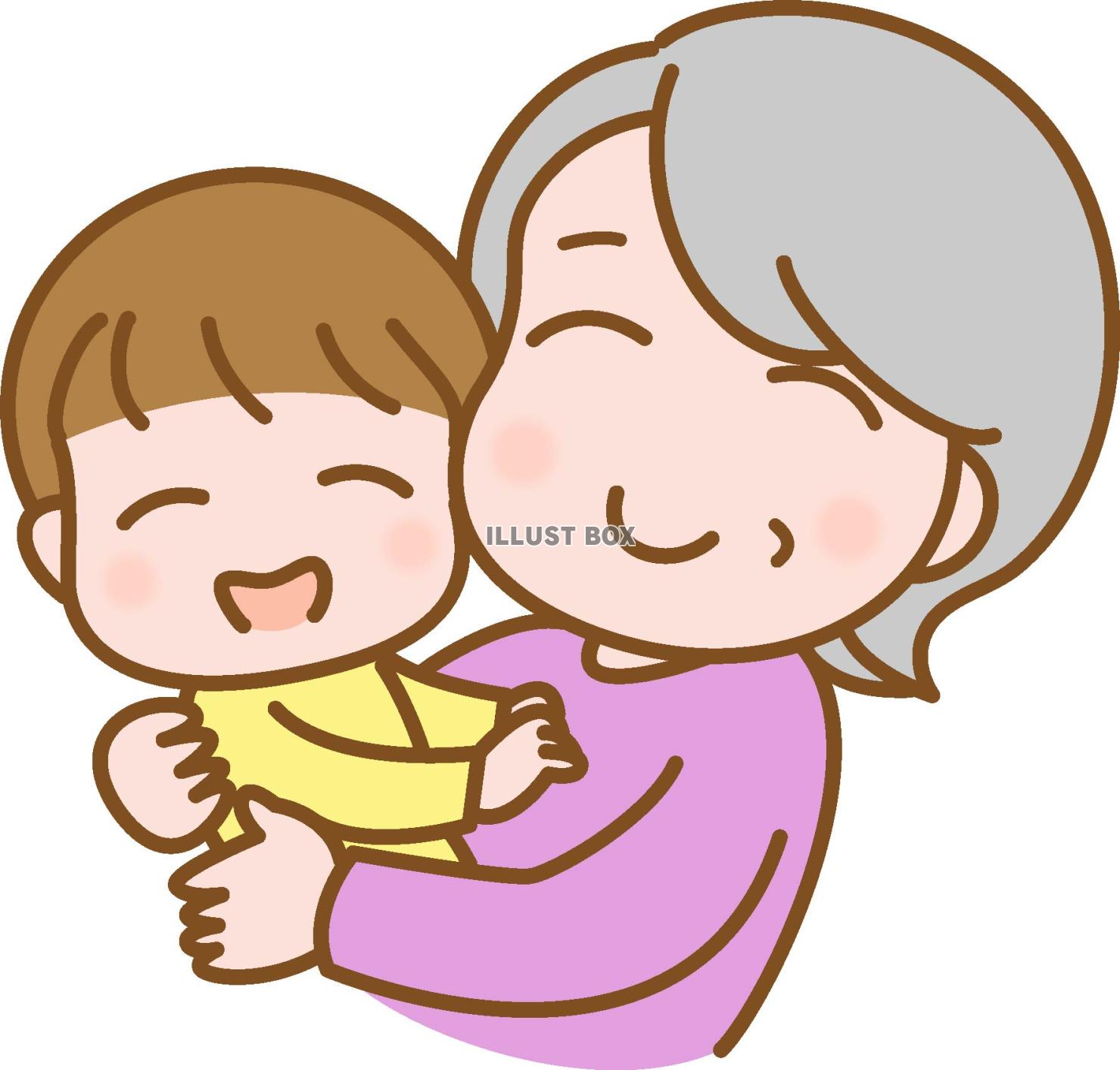 孫を抱っこするおばあちゃん