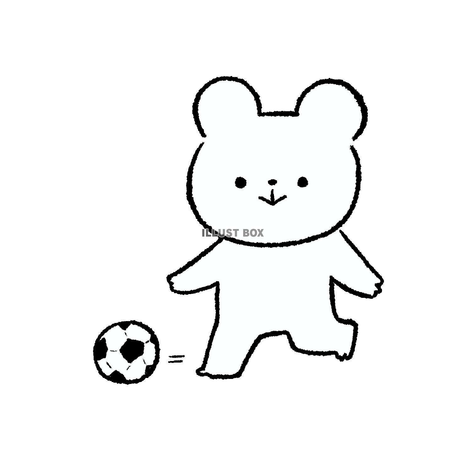 サッカーボールを蹴るくま