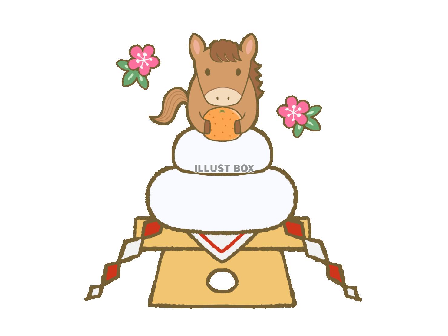 鏡餅にのったかわいい馬
