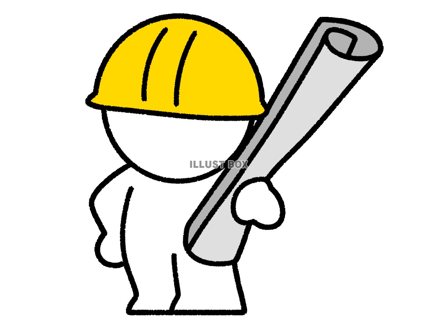 設計書を持つ現場の棒人間