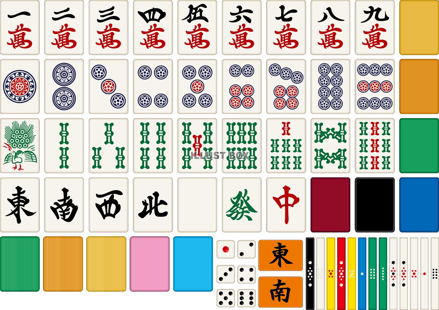 麻雀牌と用品のセット