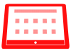 赤色のタブレット端末のシルエット