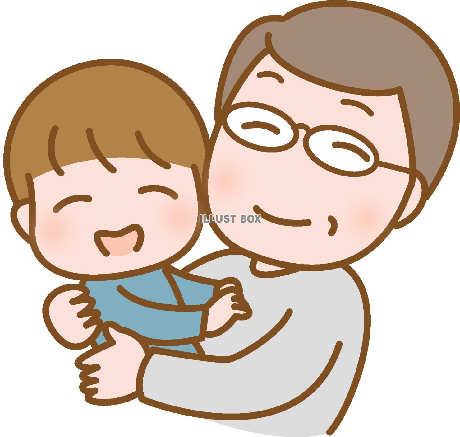 孫を抱っこするおじいちゃん