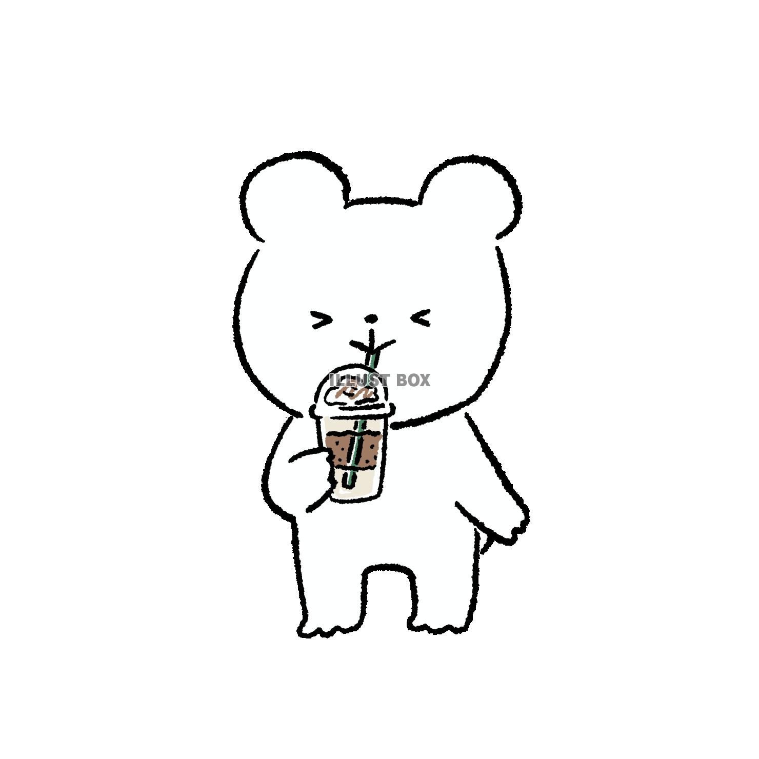 フラッペを飲むくま
