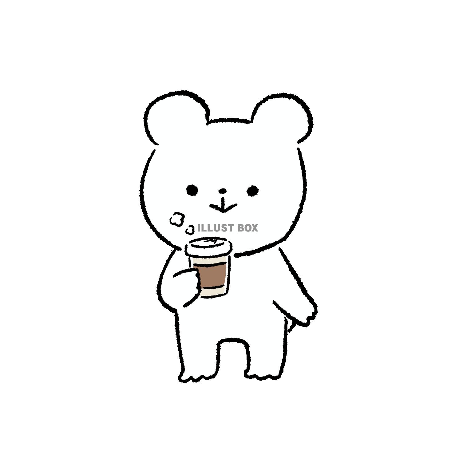 テイクアウトコーヒーを飲むくま
