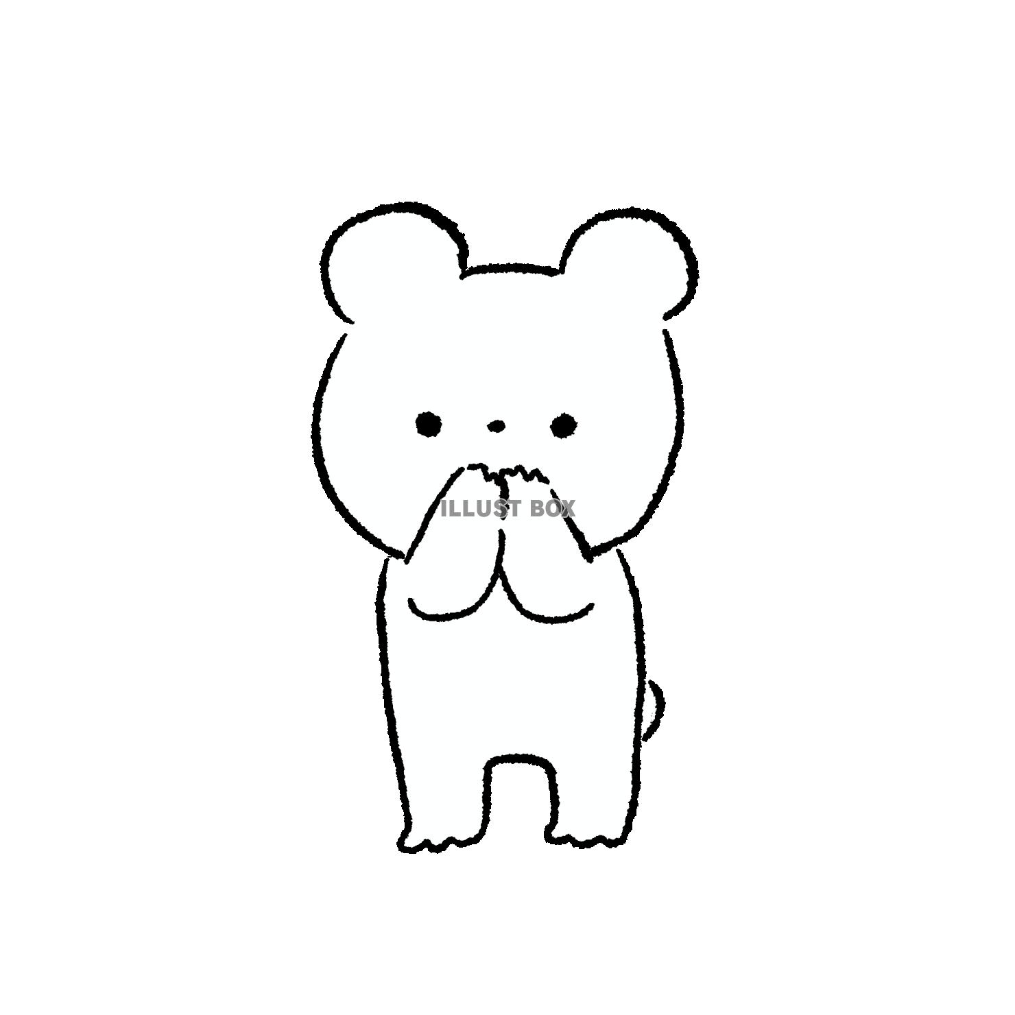 口を覆うくま