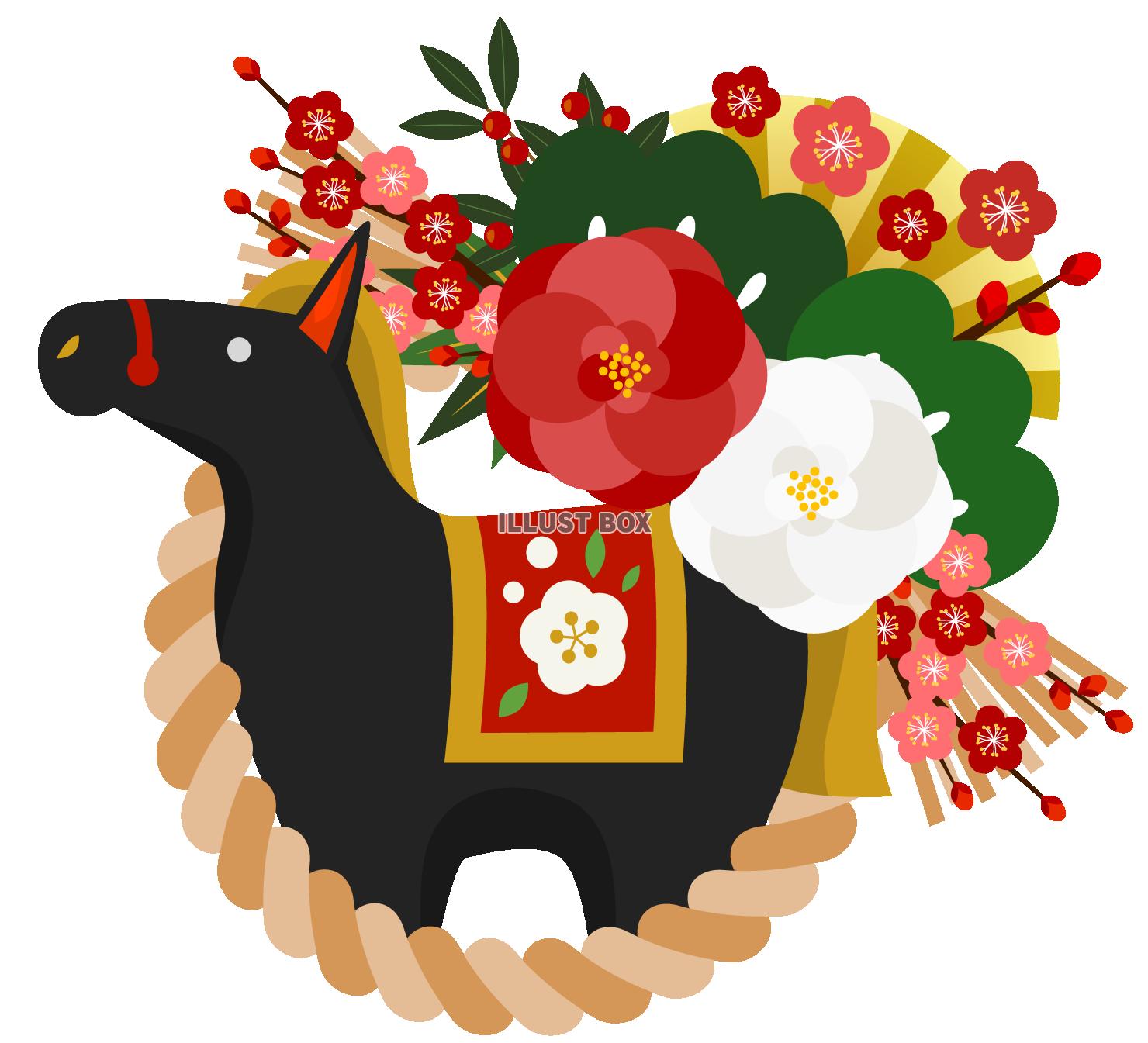 午年年賀アイコン05・黒の馬