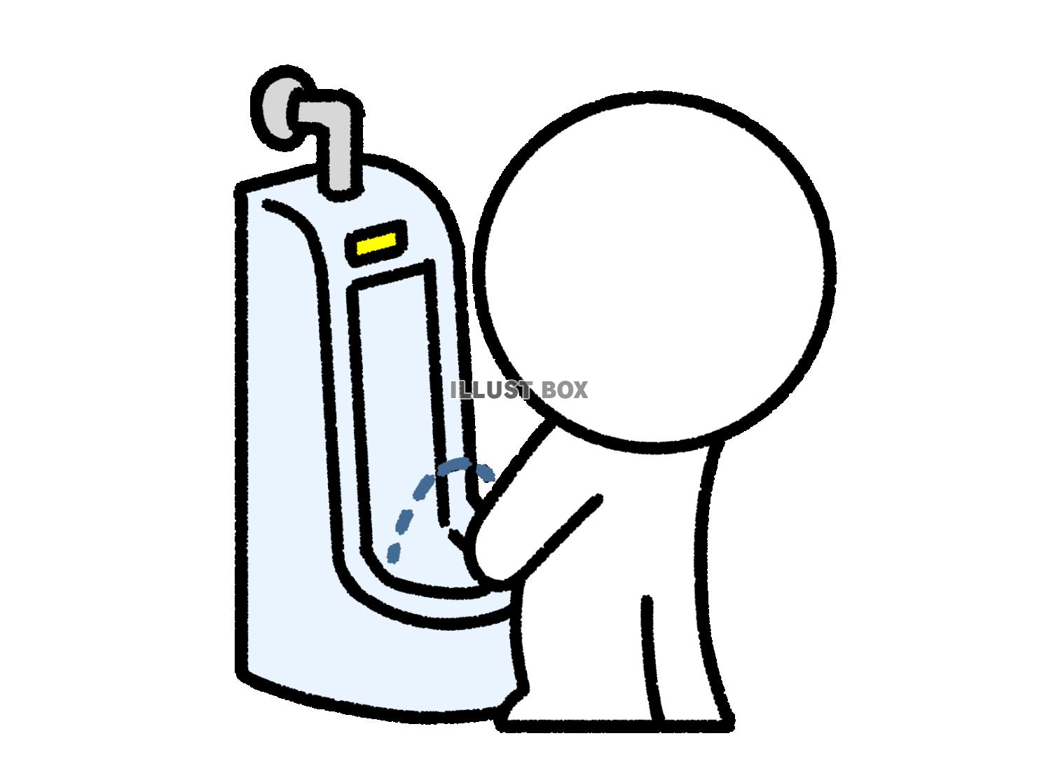 マナーを守って小便器におしっこする棒人間