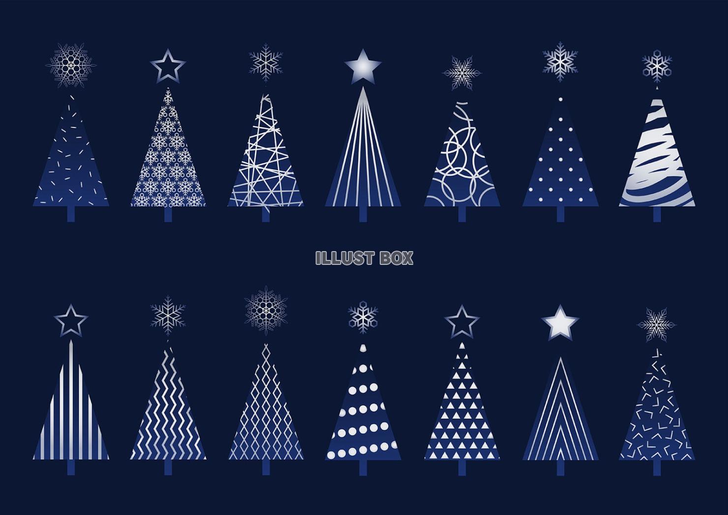 クリスマスツリーのシンプルなアイコンイラストセット