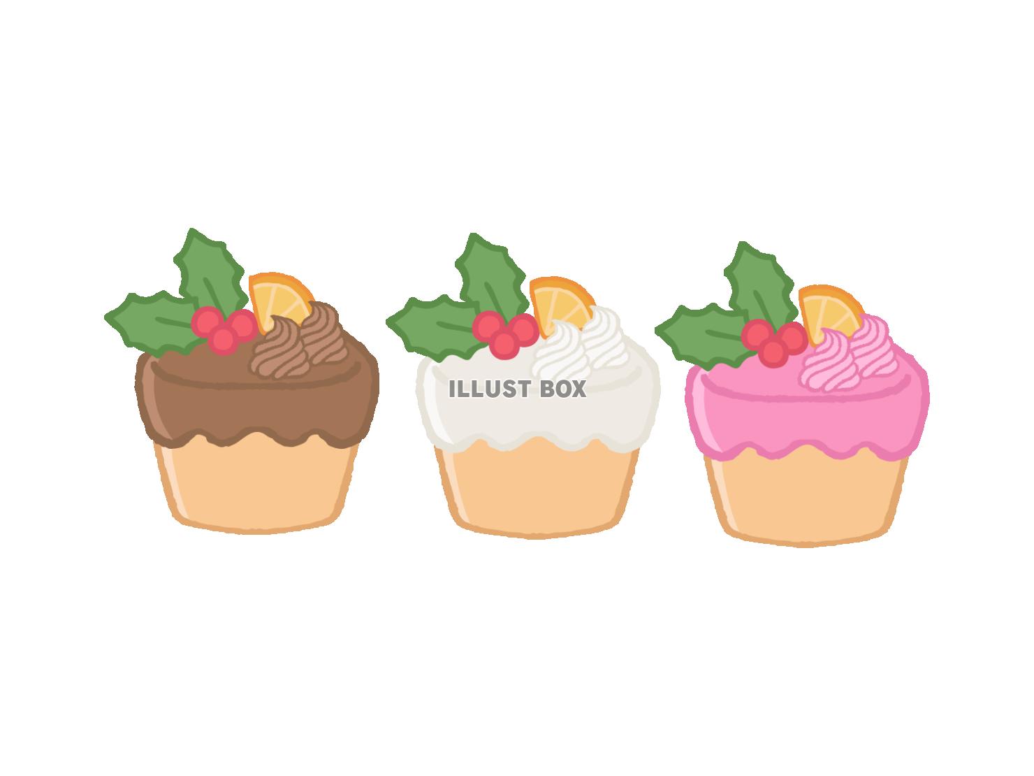 クリスマスのかわいいカップケーキ