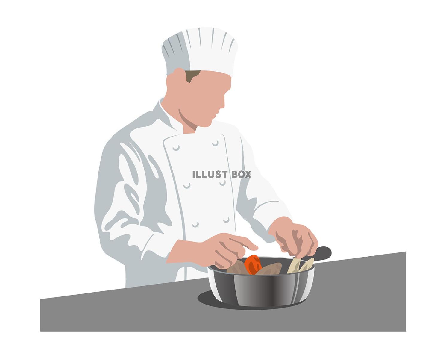 食材を用意するシェフのフラットなベクターイラスト