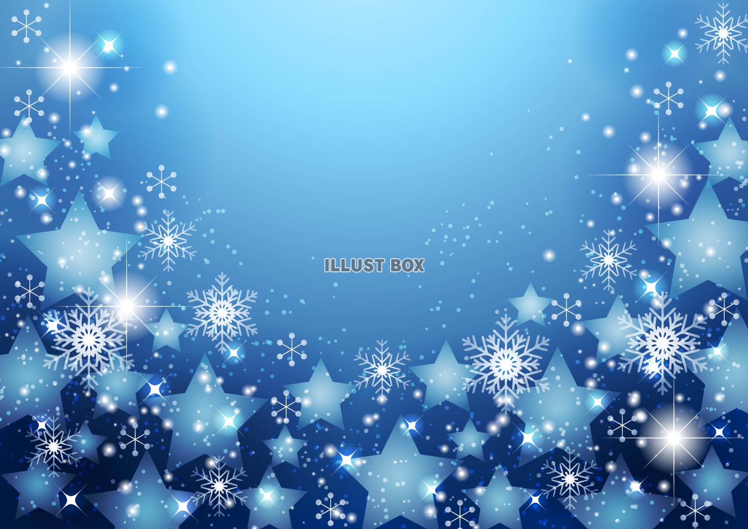 冬背景25・青・星・雪・横