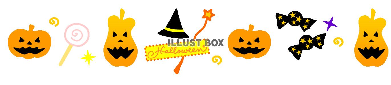 ハロウィンかぼちゃのライン３（魔女の帽子・お菓子）