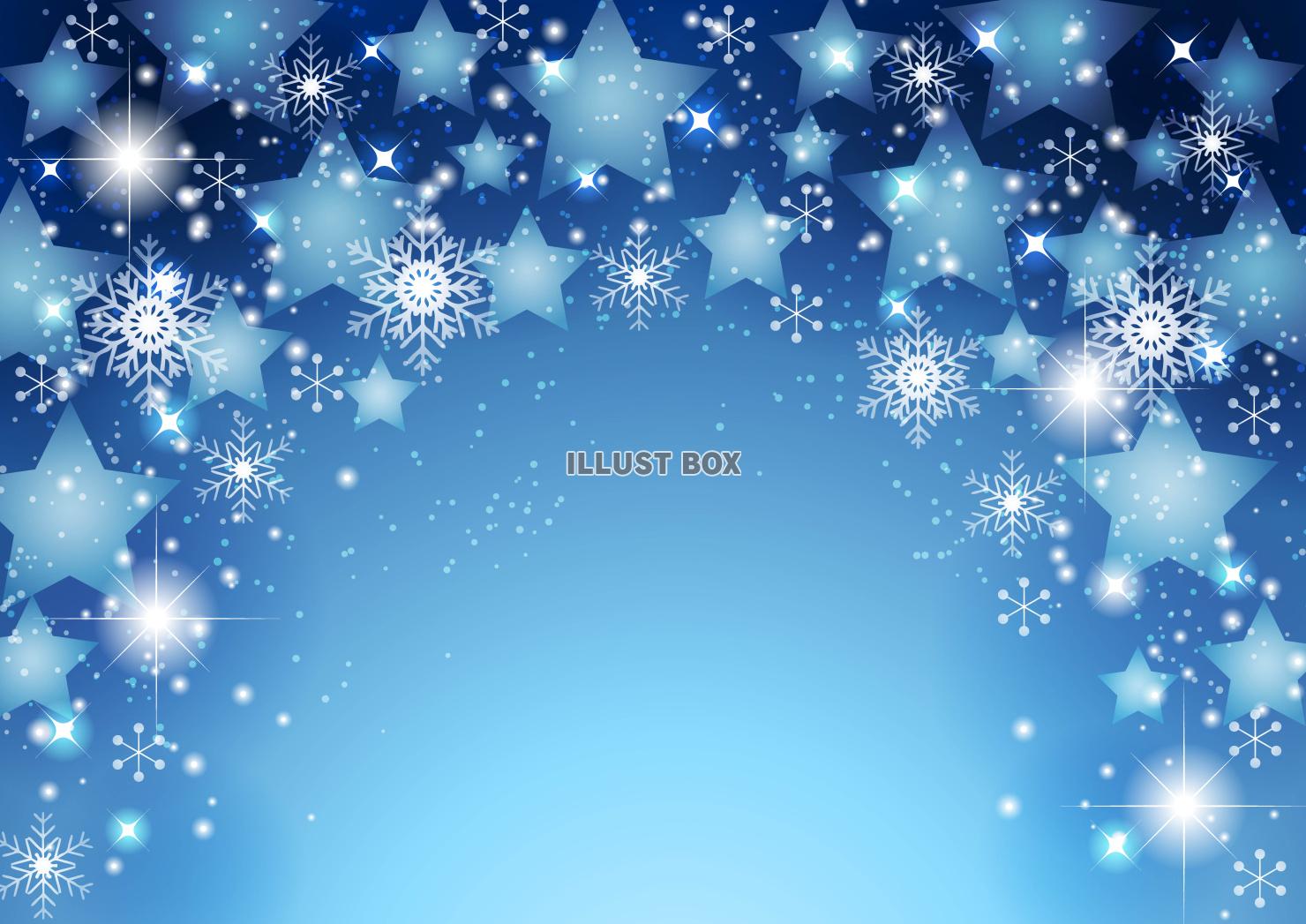 冬背景25・青・星・雪・横・上半分