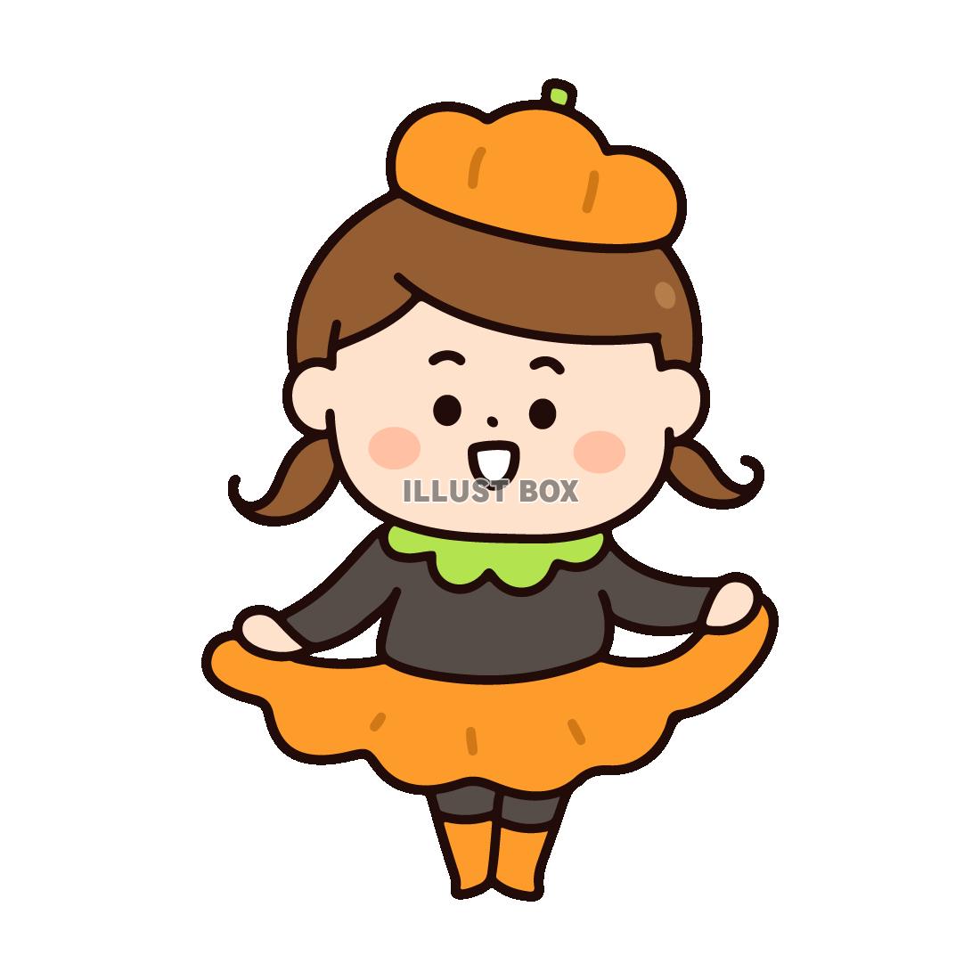カボチャの仮装をする女の子