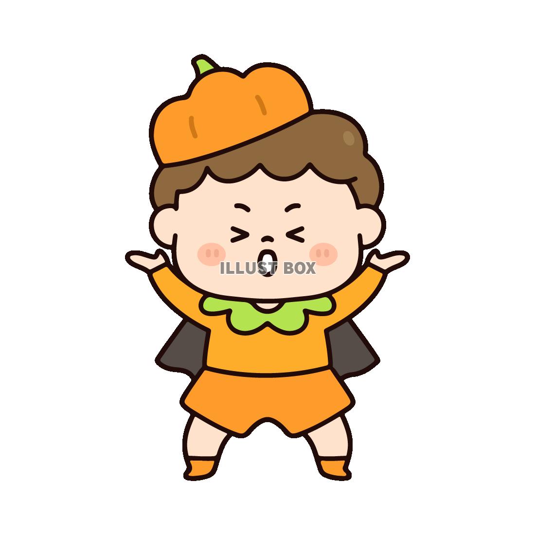 かぼちゃの仮装をした男の子