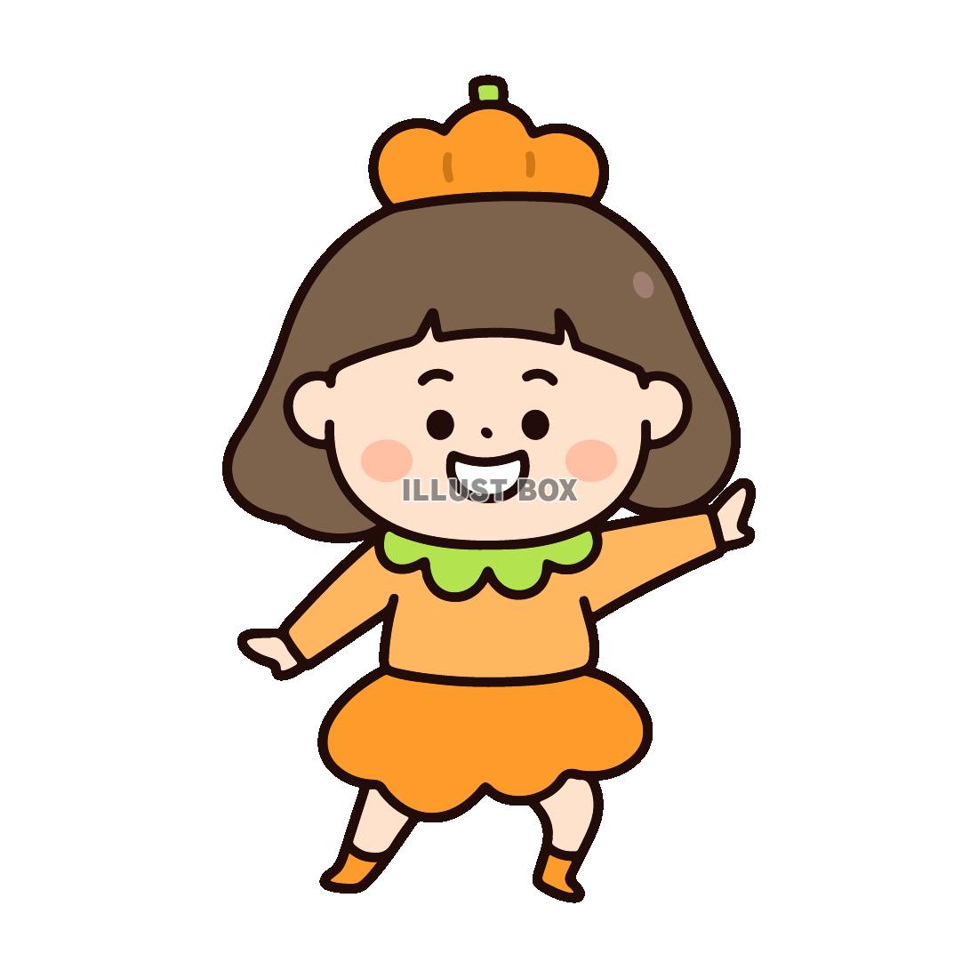 かぼちゃの仮装をした女の子