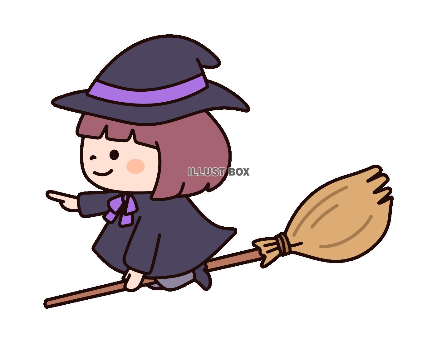 ほうきで飛ぶ魔女
