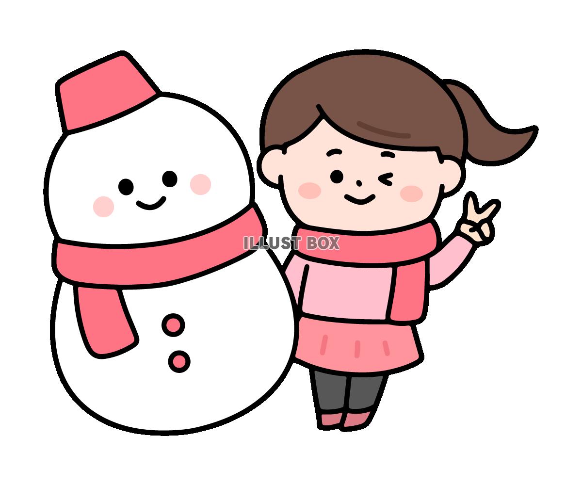 雪だるまと女の子