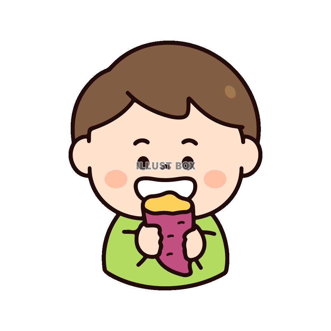 焼き芋を食べる男の子