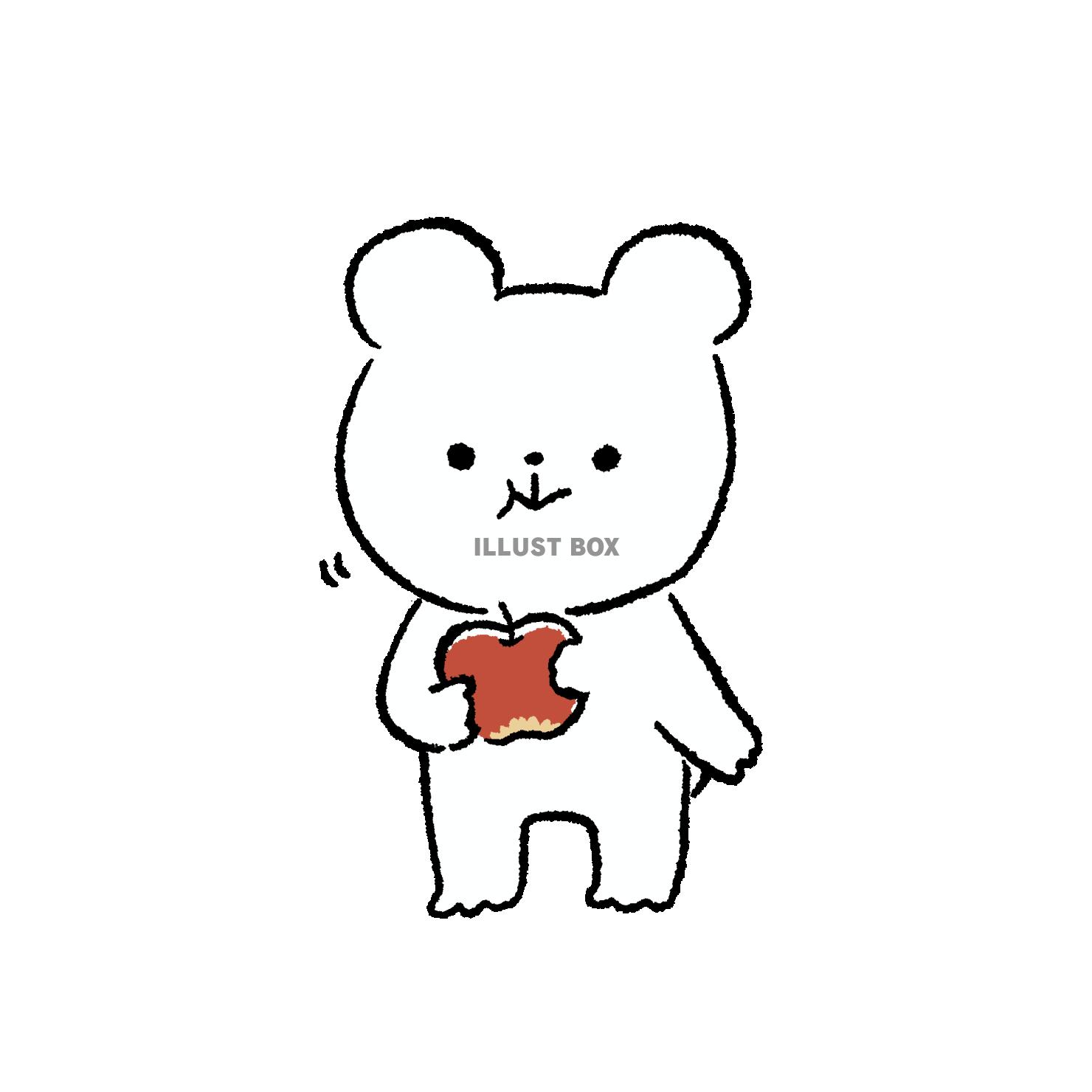 りんごをかじるくま