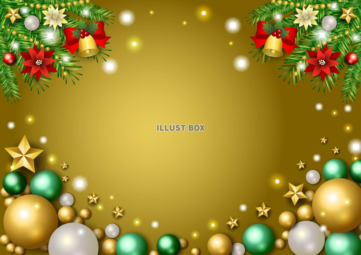 クリスマス背景25・飾り・横・金