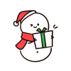 プレゼントをもつ雪だるま　サンタ帽子