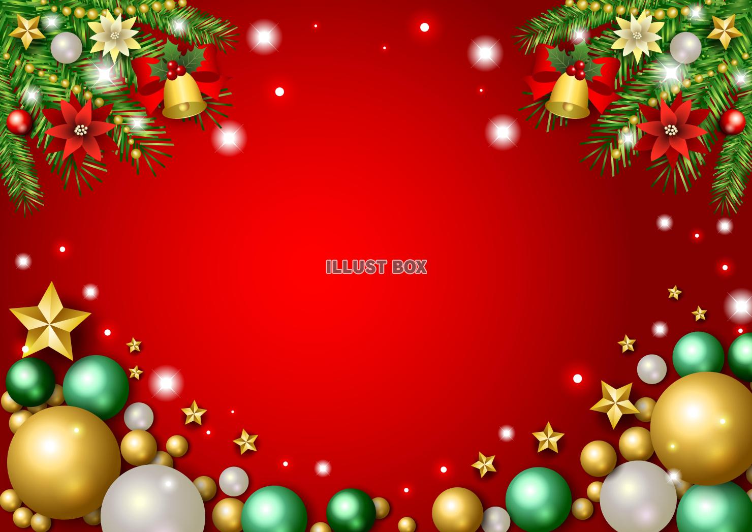 クリスマス背景25・飾り・横・赤