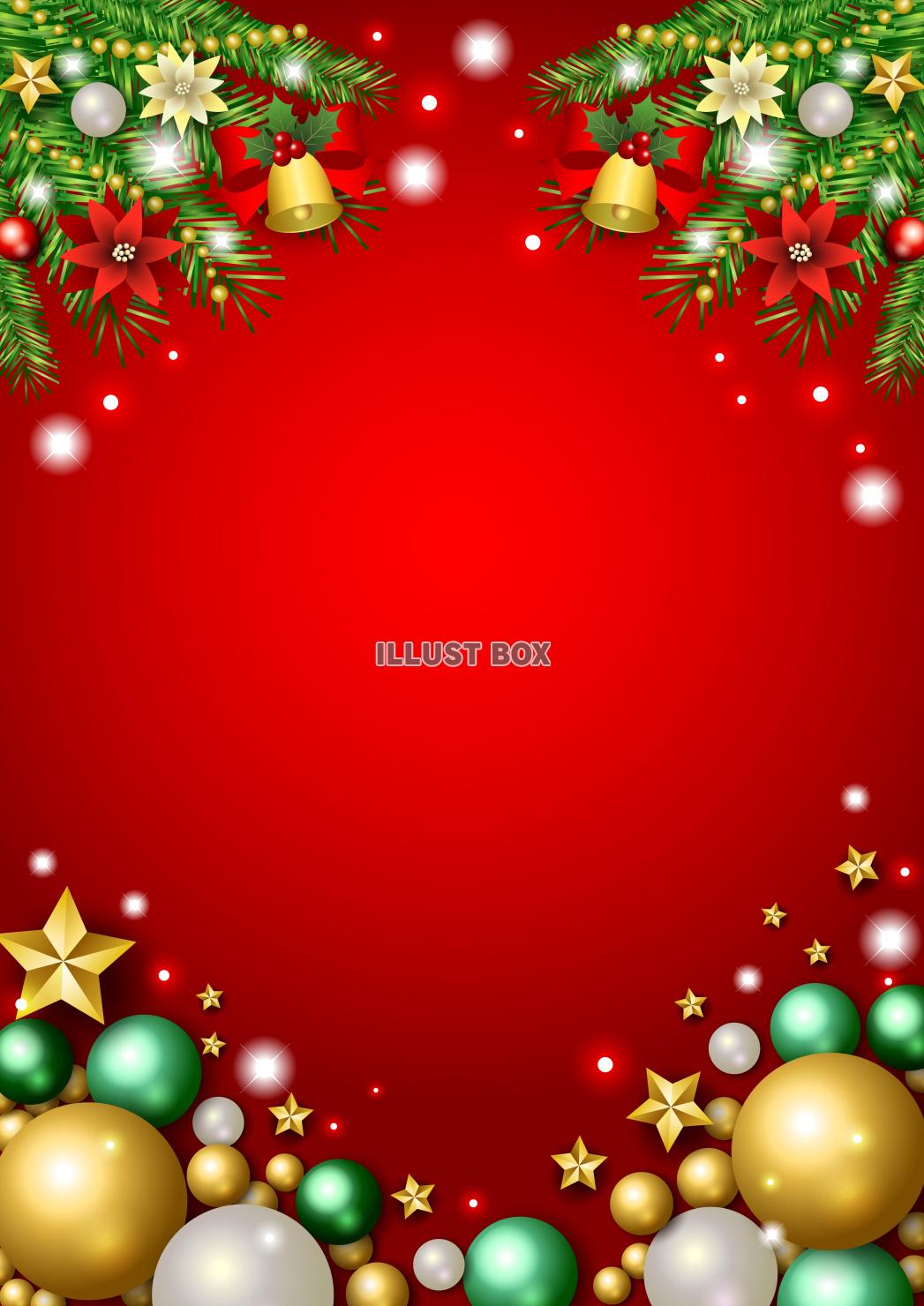 クリスマス背景25・飾り・縦・赤