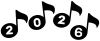 音符の西暦　黒２（2026 年賀状・パンフレット・ポスター等の素材）