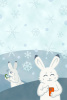 スマホを操作するウサギ(雪山)