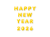 年賀状の文字素材 Happy New Year 2026 白フチ
