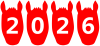うまの顔の西暦２０２６（午年年賀状素材）赤