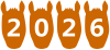 うまの顔の西暦２０２６（午年年賀状素材）茶色
