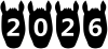 うまの顔の西暦２０２６（午年年賀状素材）黒