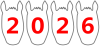 うまの顔の西暦２０２６（午年年賀状素材）白１