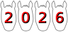 うまの顔の西暦２０２６（午年年賀状素材）白２