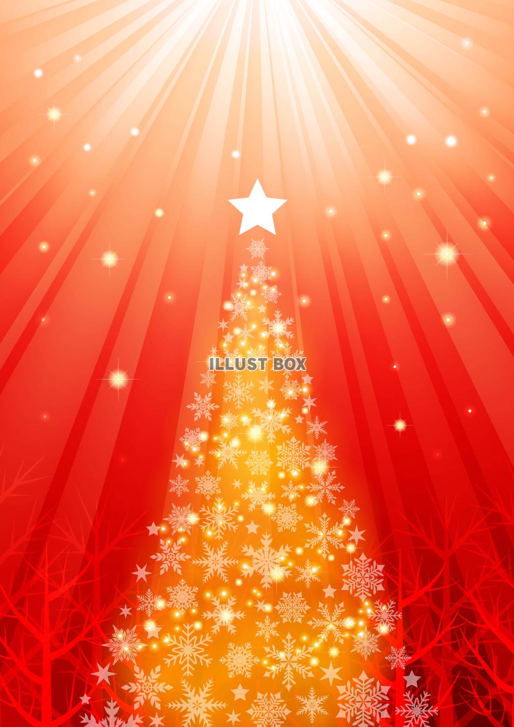 クリスマスツリーの森・赤・縦