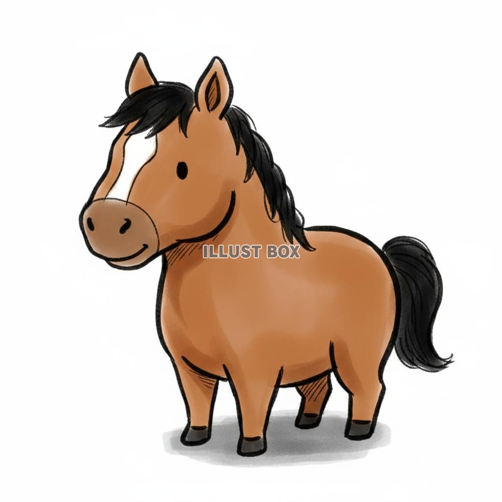 大きな瞳の可愛い仔馬のデフォルメキャラクターイラスト｜年賀状...