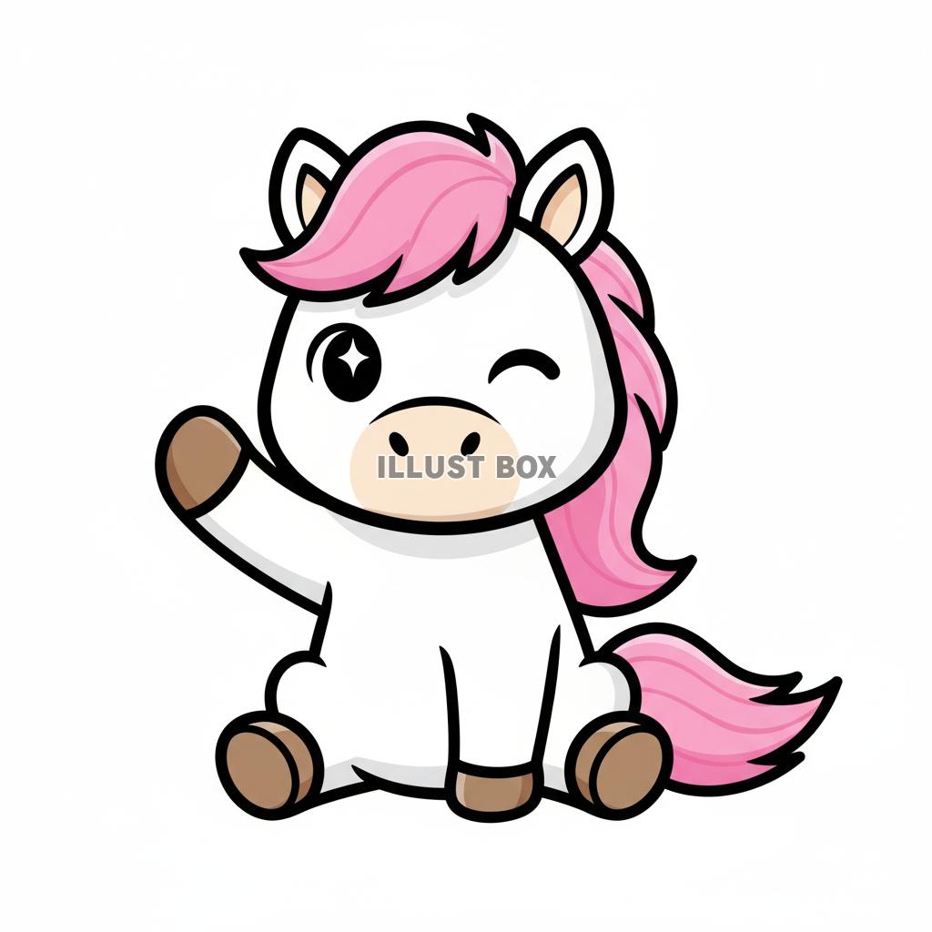 人参を食べる可愛い仔馬（白いポニー）のシンプルキャラクターイ...
