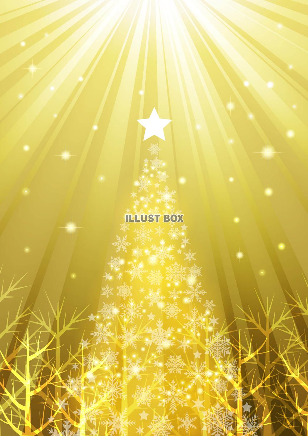 クリスマスツリーの森・金・縦