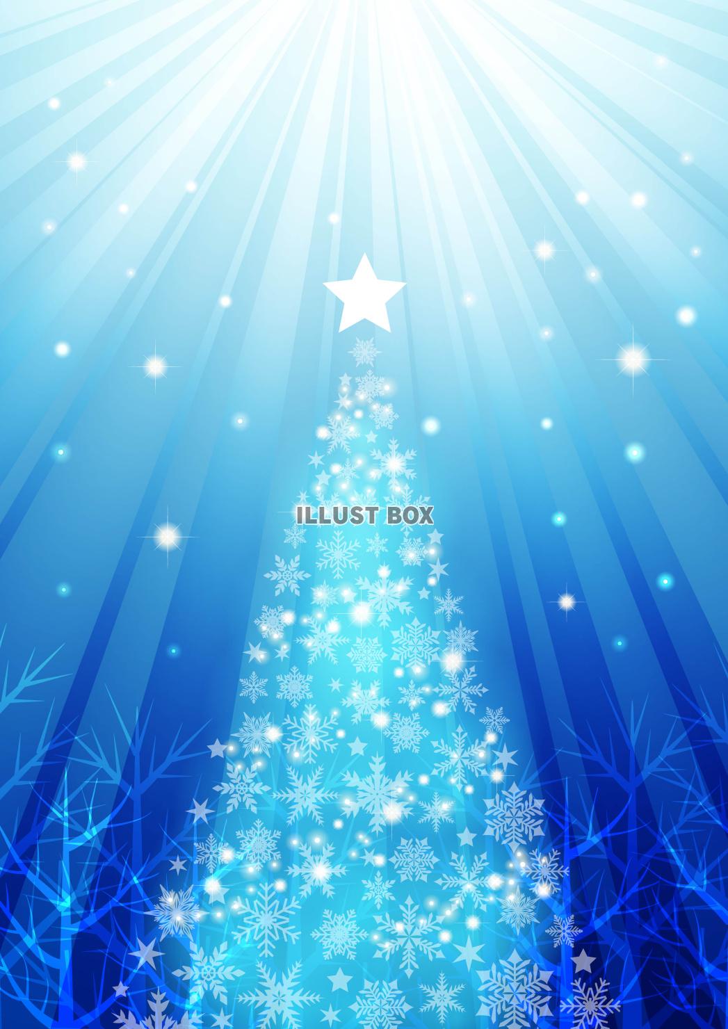 クリスマスツリーの森・青・縦